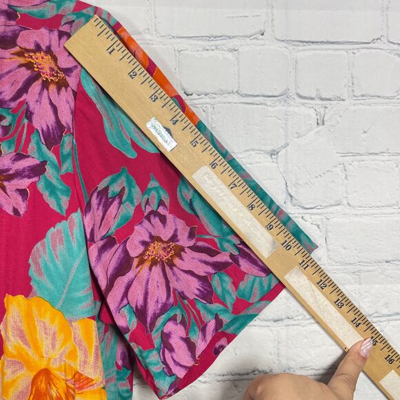 Vintage Hawaiian Midi Dress Womens  Plus 18W Hot Pink Floral Tropical Beach - Picture 12 of 13